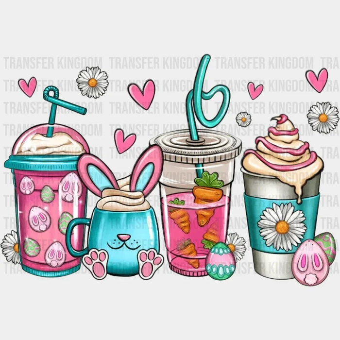 Easter Bunny Coffee Cups Design - DTF heat transfer