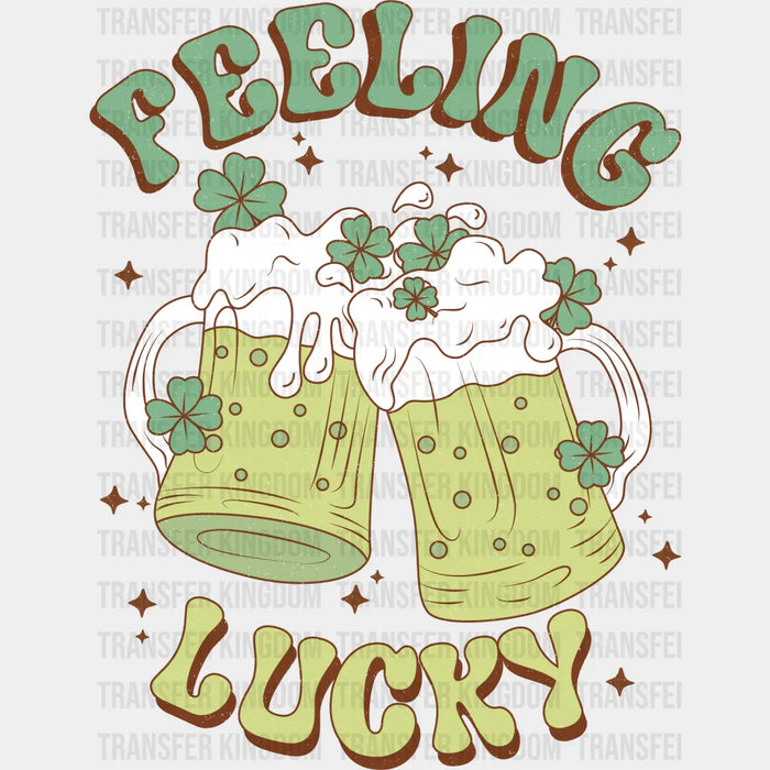 Feeling Lucky Shamrock Charm Beer Design - St. Patrick's Day DTF heat transfer