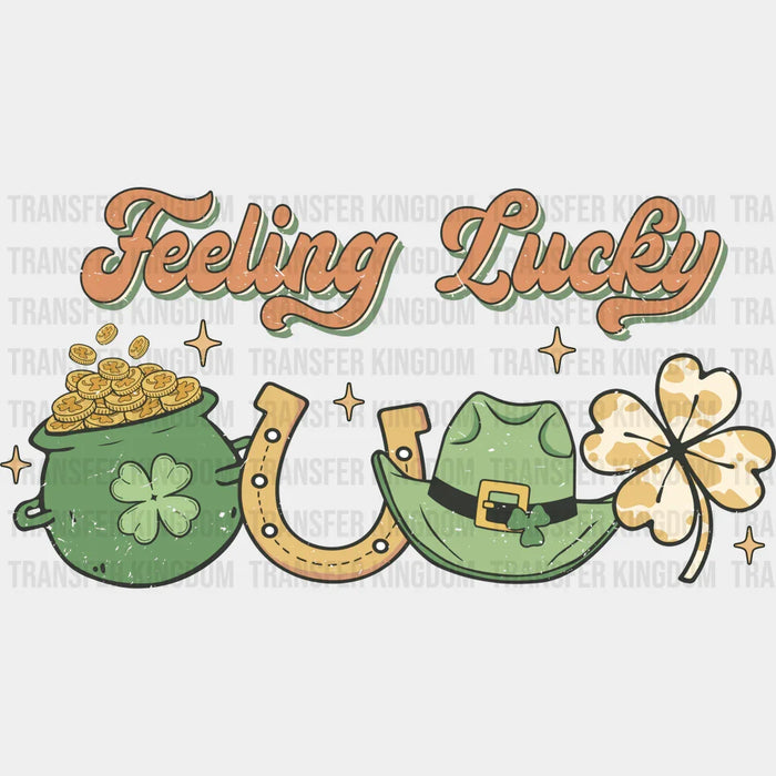 Feeling Lucky Pot Of Gold Hat Clover St. Patrick's Day Design - St. Patrick's Day DTF heat transfer