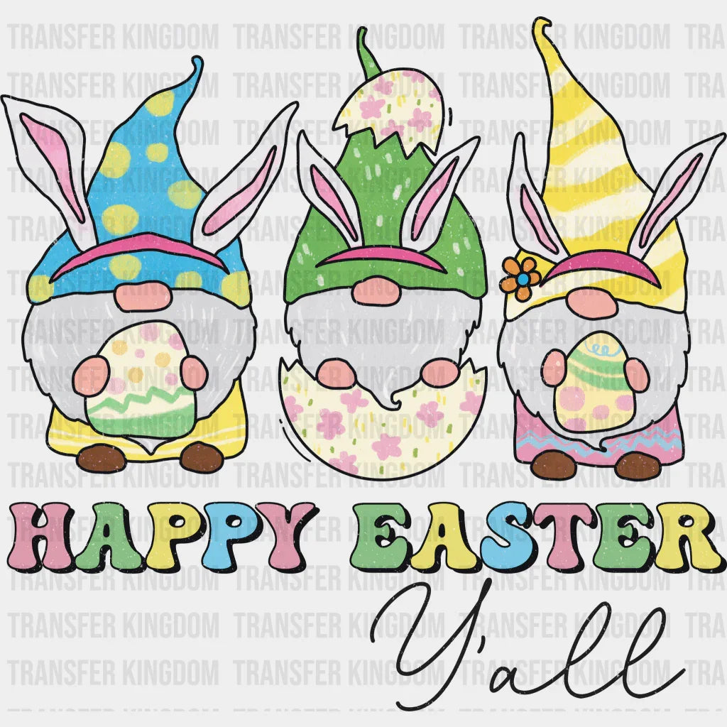 Gnomies Happy Easter Y'all Design - DTF heat transfer - Transfer Kingdom