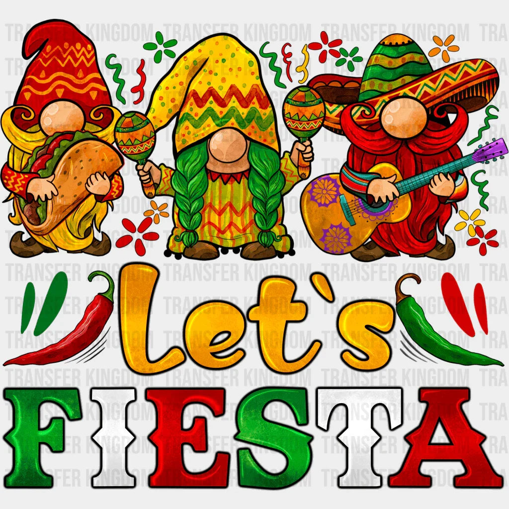 Gnomies Let's Fiesta - Cinco De Mayo DTF heat transfer - Transfer Kingdom