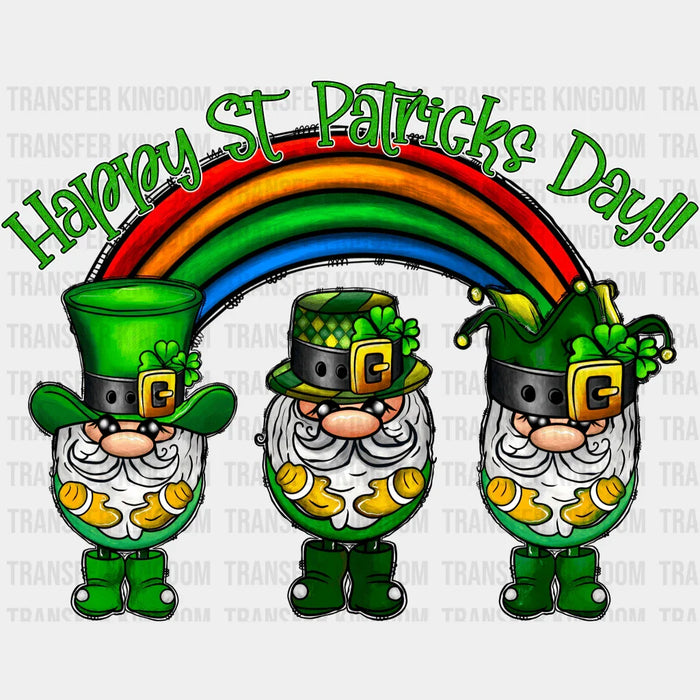 Happy St. Patrick's Day Gnomes Rainbow Design - St. Patrick's Day DTF heat transfer