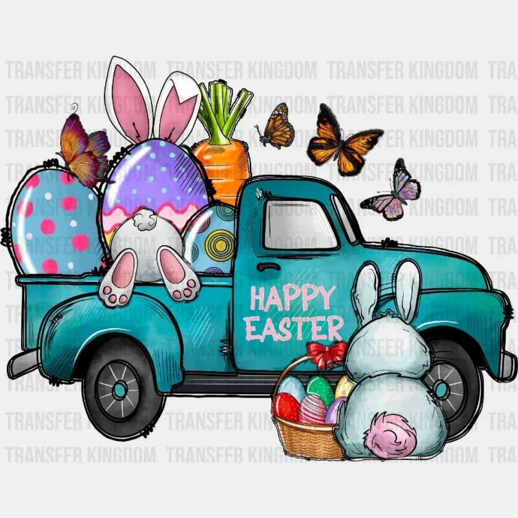 Happy Easter Blue Truck Design- DTF heat transfer - Transfer Kingdom