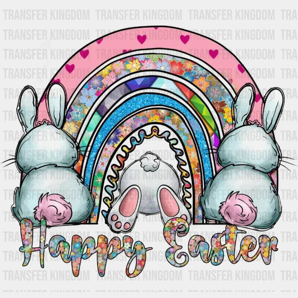 Happy Easter Rainbow Bunny Design - DTF heat transfer - Transfer Kingdom