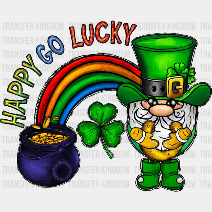 Happy Go Lucky Clover Design - St. Patrick's Day DTF heat transfer
