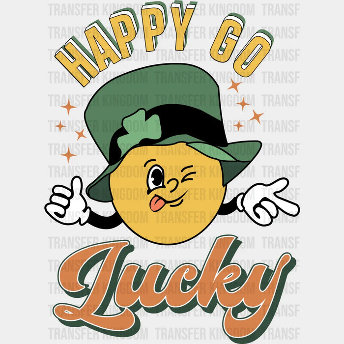 Smiley Green Hat Happy Go Lucky St. Patrick's Day Design - DTF heat transfer