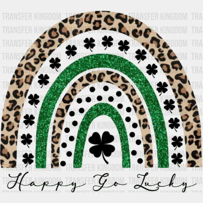 Happy Go Lucky St. Patrick's Day Leopard Rainbow Design - DTF heat transfer