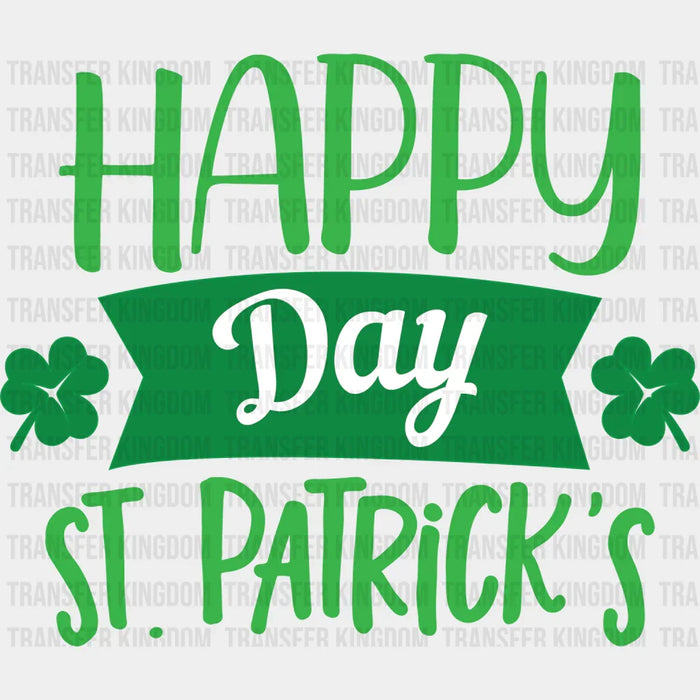 Green HAPPY St. Patrick's Day Clovers Design - DTF heat transfer