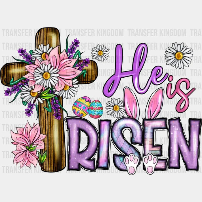 He Is Risen Floral Cross Easter Design - DTF heat transfer
