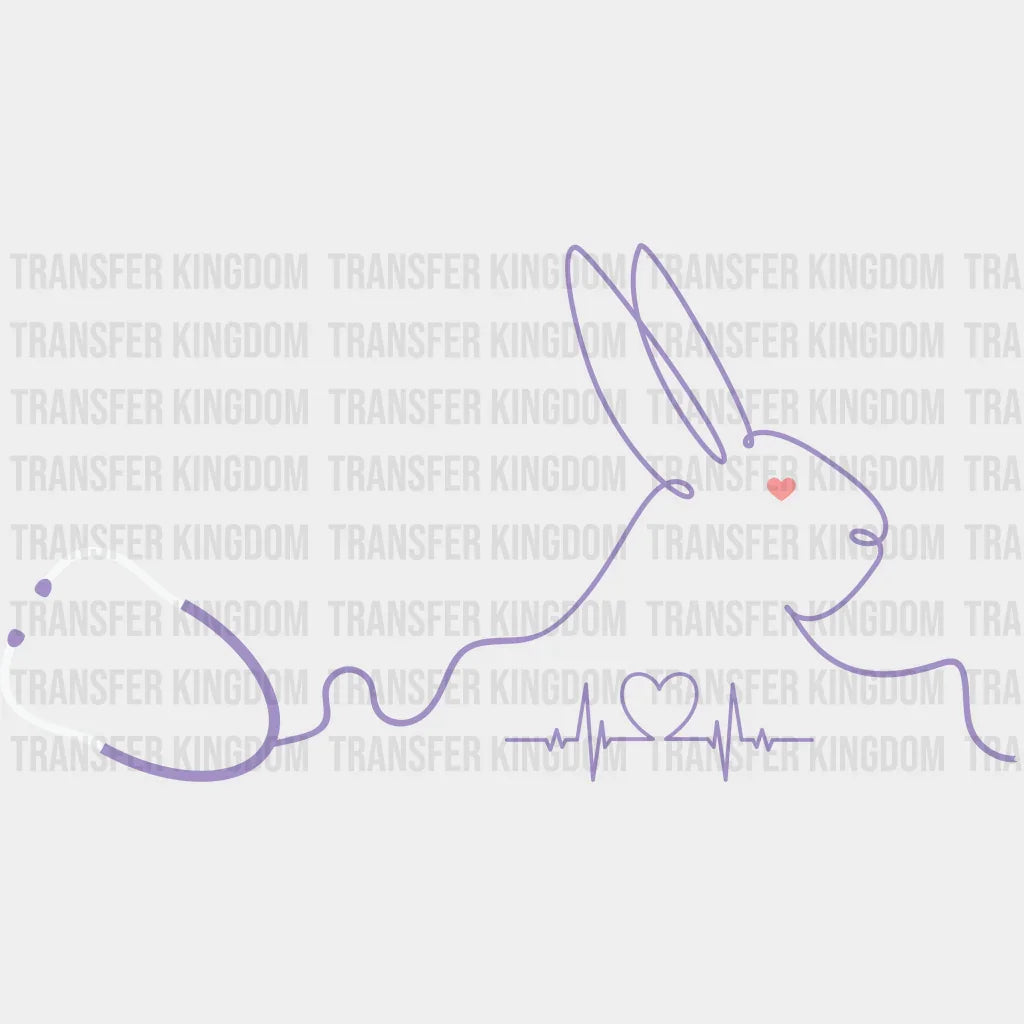 Heartbeat Bunny Shape Easter Design - DTF heat transfer - Transfer Kingdom
