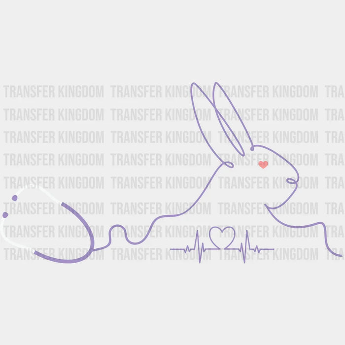 Heartbeat Bunny Shape Easter Design - DTF heat transfer