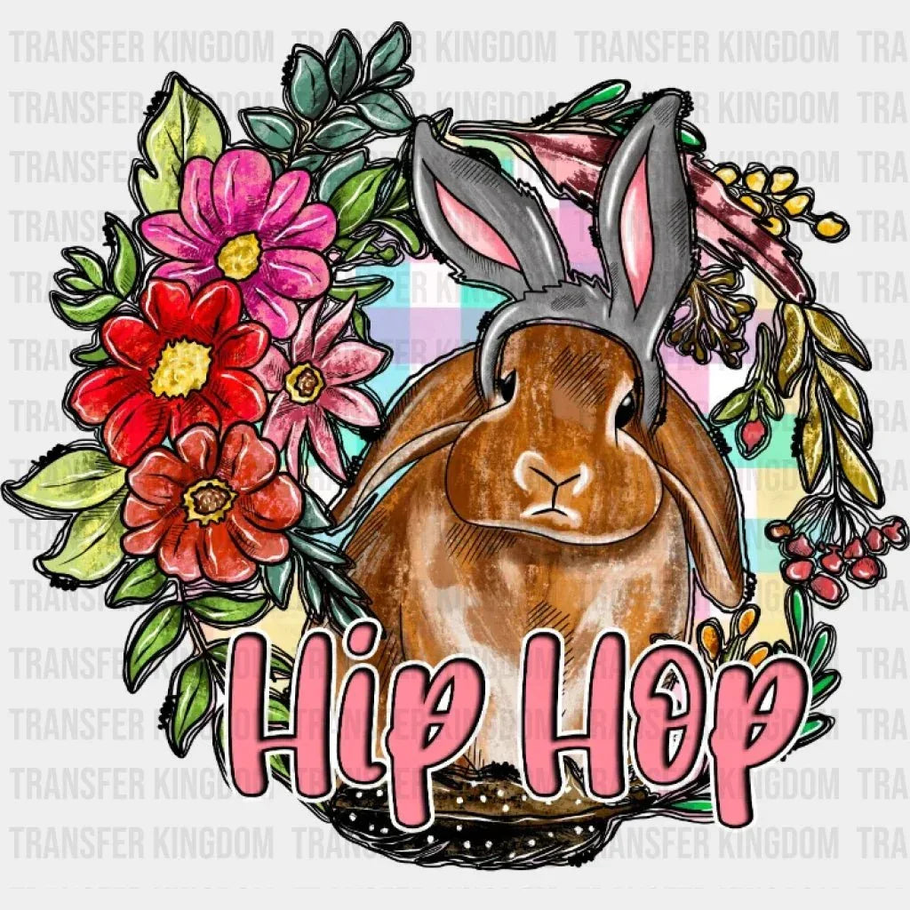 Hip Hop Floral Easter Bunny Design - DTF heat transfer - Transfer Kingdom