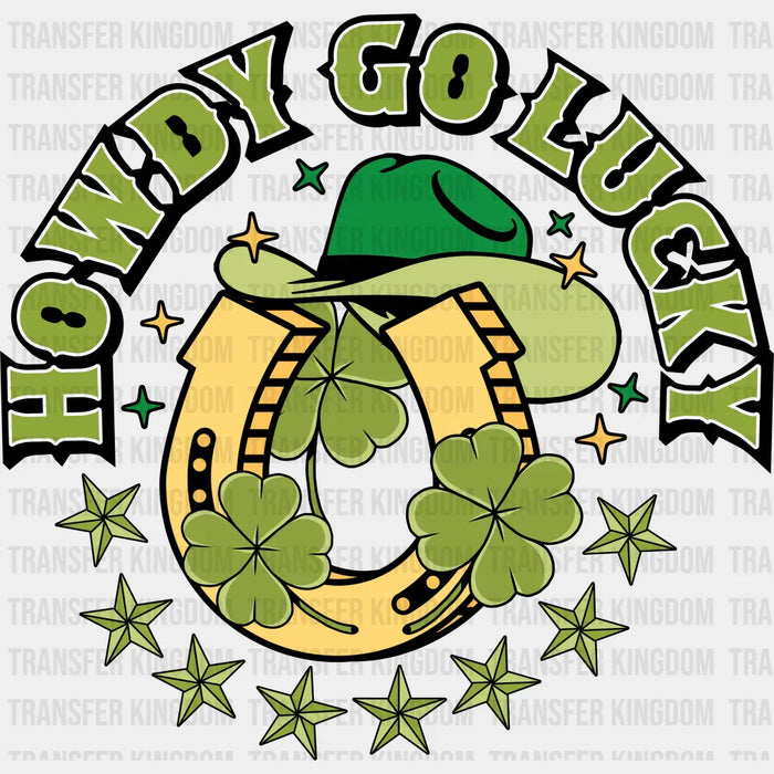 Horseshoe Green Hat Howdy Go Lucky St. Patrick's Day Design - DTF heat transfer
