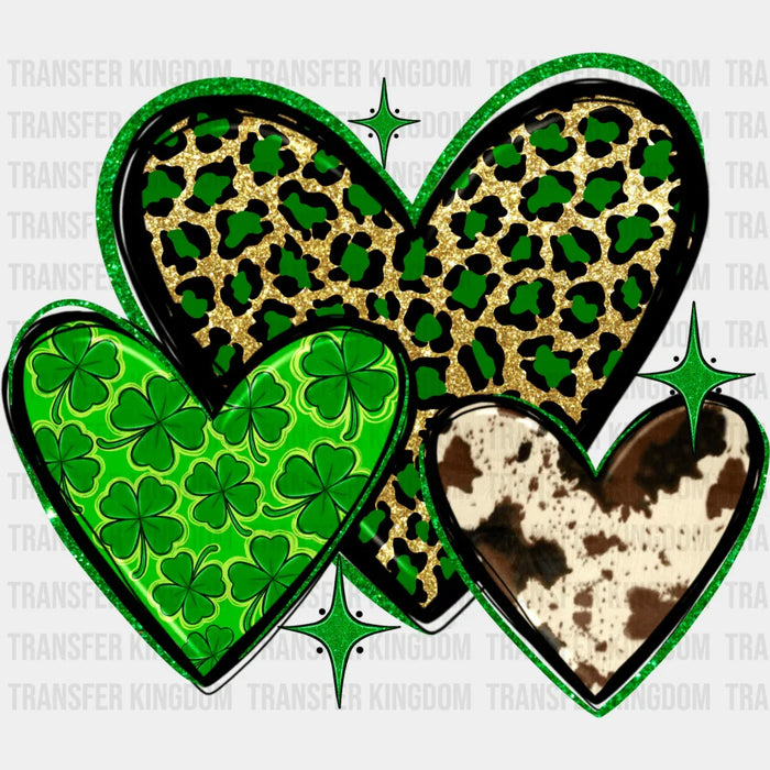 Three Clover Irish Heart St. Patrick's Day Design - DTF heat transfer