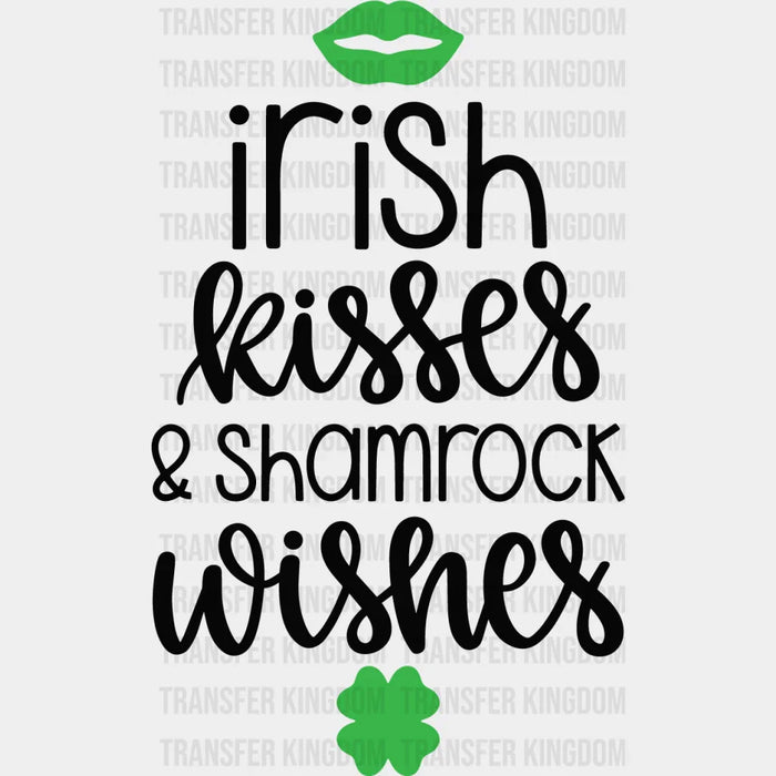 Irish Kisses & Shamrock Wishes St. Patrick's Day Design - DTF heat transfer