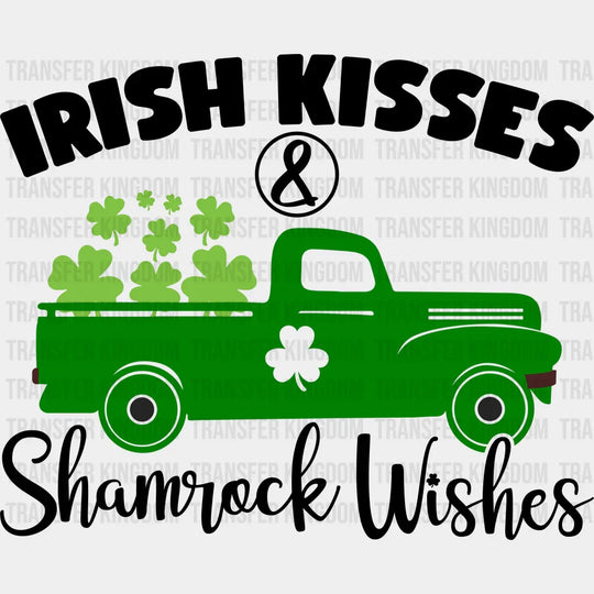 Irish Kisses & Shamrock Wishes St. Patrick's Day Design - DTF heat transfer - Transfer Kingdom