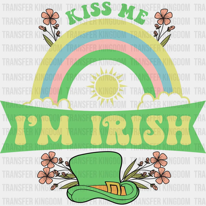 Colorful Rainbow Kiss Me I'm Irish St. Patrick's Day Design - DTF heat transfer