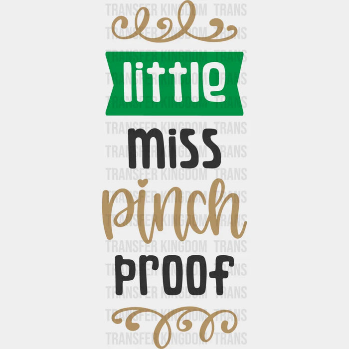 Little Miss Pinch Proof Shamrock Design - St. Patrick's Day DTF heat transfer