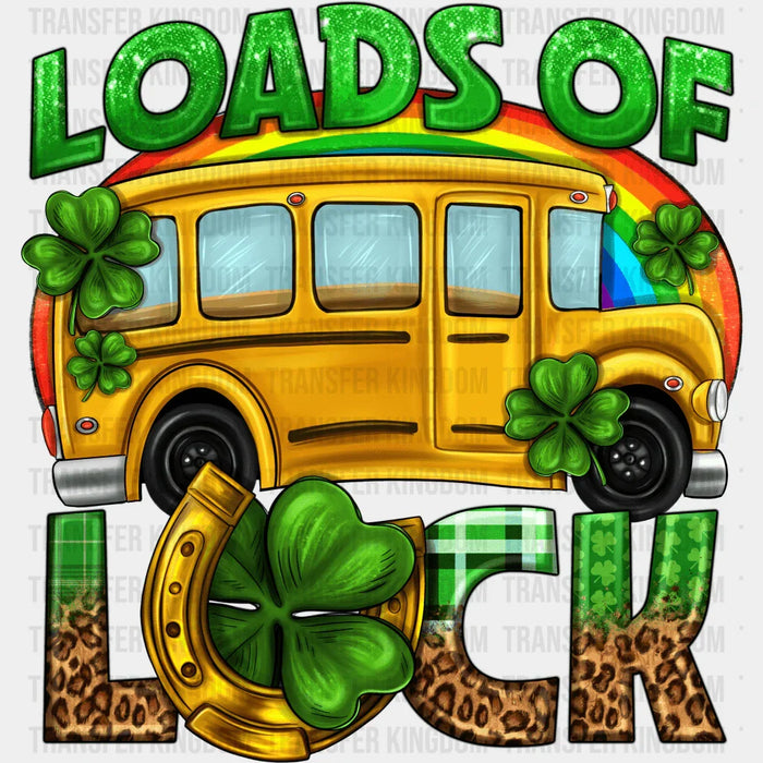 Loads Of Luck School Truck St. Patrick's Day Design - DTF heat transfer