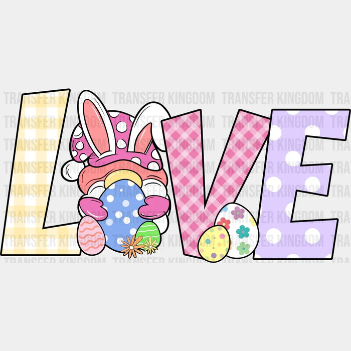 LOVE Gnomie Holding Egg Easter Cute Design - DTF heat transfer
