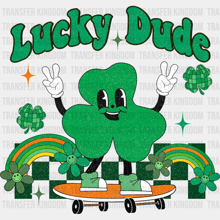 Lucky Dude Shamrock Skate Design - St. Patrick's Day DTF heat transfer