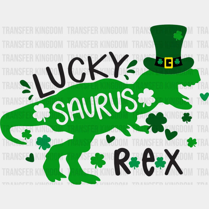Lucky Saurus Rex St. Patrick's Day Design - DTF heat transfer