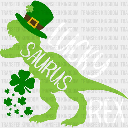 Lucky Saurus Rex St. Patrick's Day Design - DTF heat transfer - Transfer Kingdom