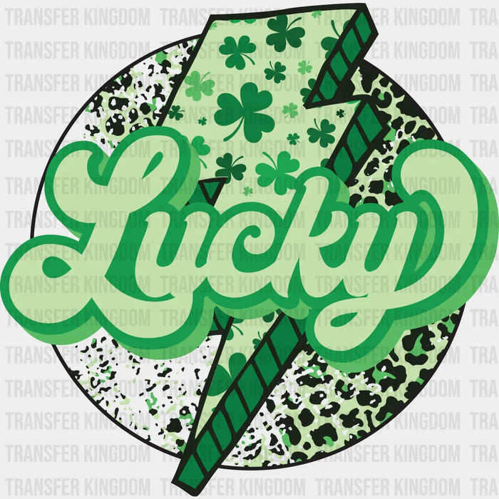 Leopard Print Lightning Bolt Lucky St. Patrick's Day Design - DTF heat transfer