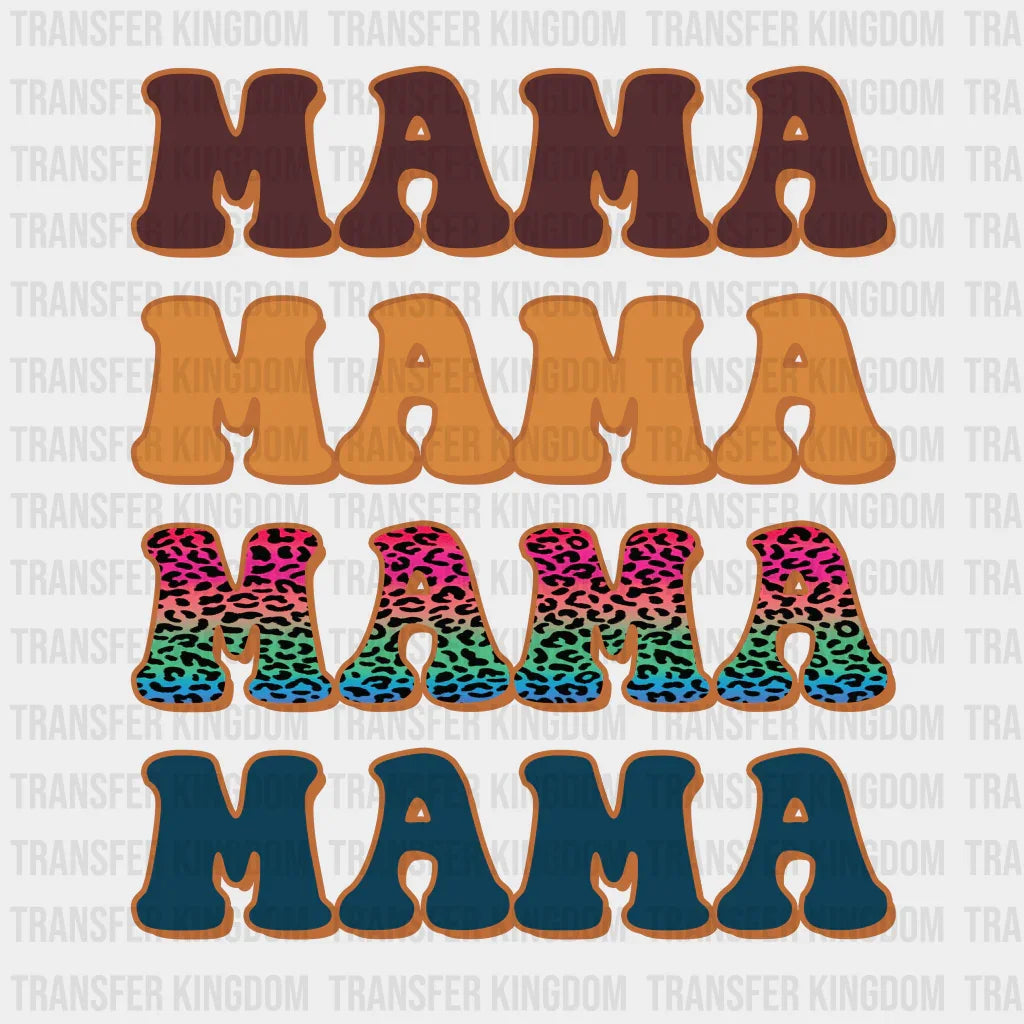 Mama Stacked Colorful Leopard Design - DTF heat transfer - Transfer Kingdom