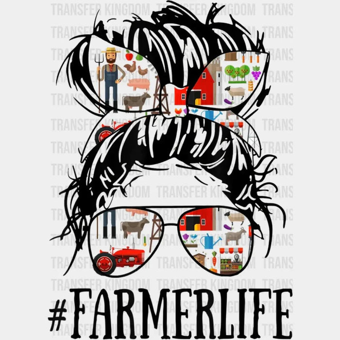 Messy Hair Woman Bun Farmer Life - Farm Women - Working Mom - Funny Mom - Cute Mom - Design - DTF heat transfer