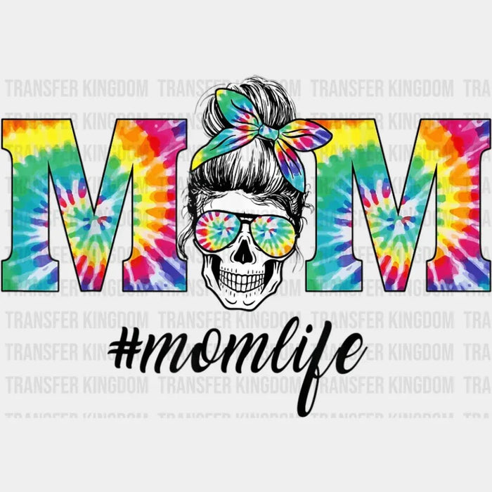 Mom Life Skull Lady Tie Dye MOM - Working Mom - Funny Mom - Cute Mom - Design - DTF heat transfer