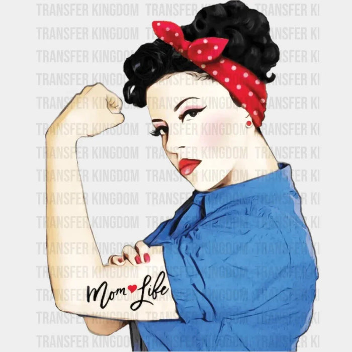 Mom Life Tattoo Heart Girl Power Pinup Retro Mommy - Strong Mama - Mothers Day - Design - DTF heat transfer