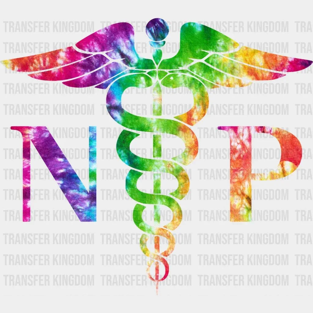 Nurse Practitioner Tie Dye Caduceus Medical Symbol - Essential Worker Week Dtf Heat Transfer
