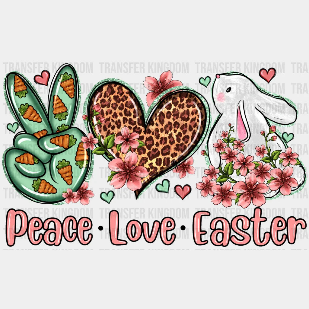 Peace Love Easter Leopard Heart Design - DTF heat transfer - Transfer Kingdom