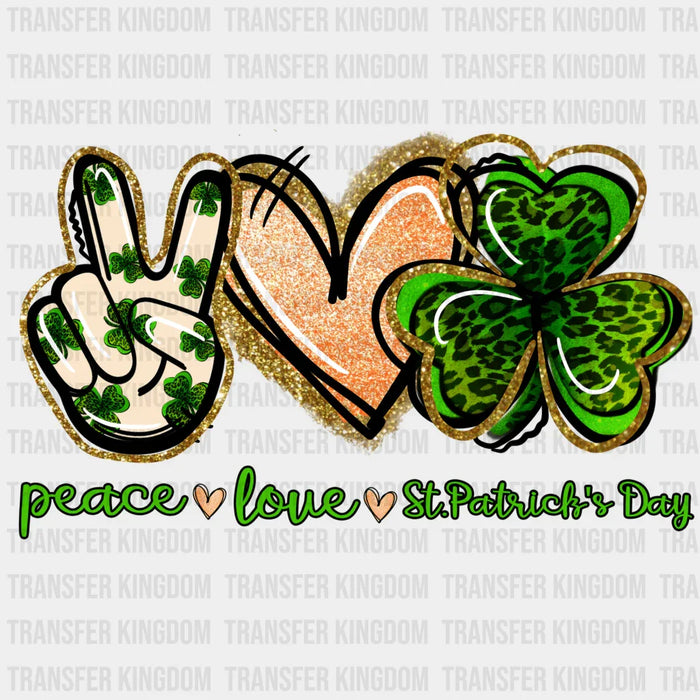 Peace Love Glitter St. Patrick's Day Design - St. Patrick's Day DTF heat transfer