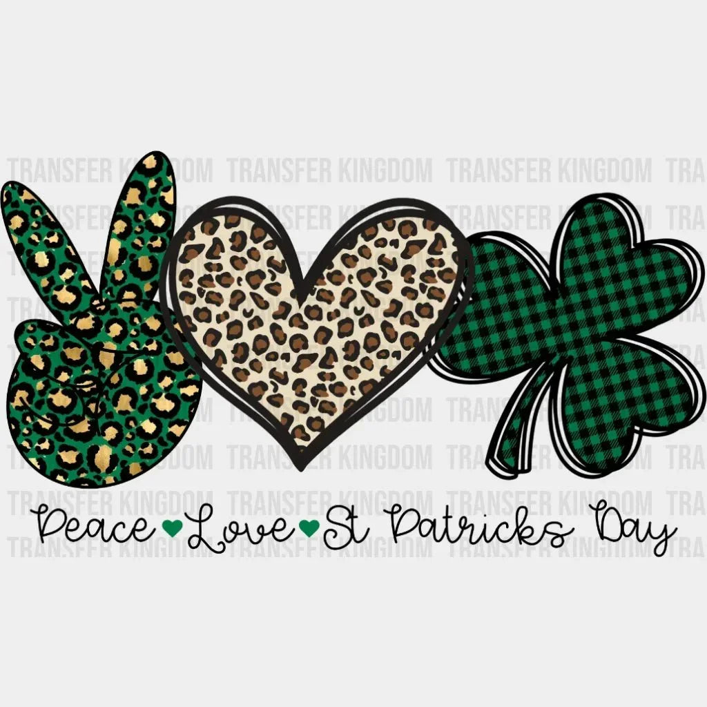 Peace Love Leopard St. Patrick's Day Design - DTF heat transfer - Transfer Kingdom