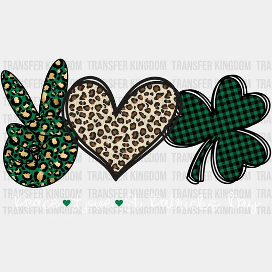 Peace Love Leopard St. Patrick's Day Design - DTF heat transfer - Transfer Kingdom