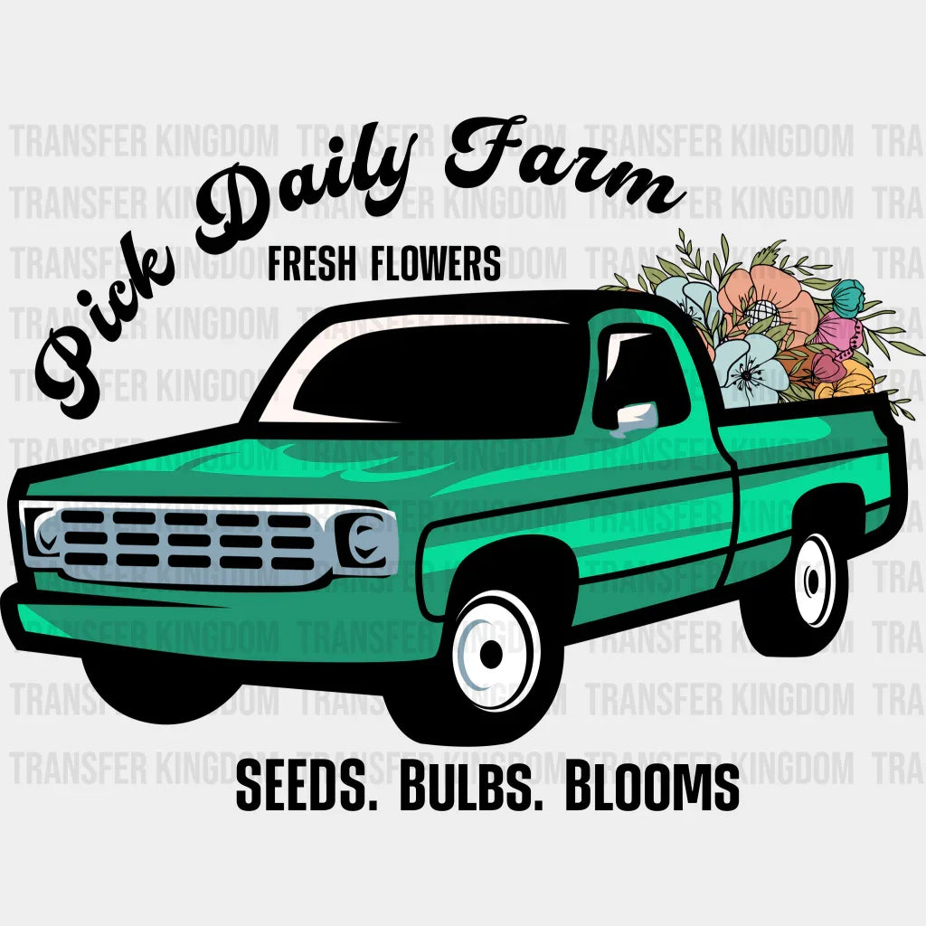 Pick Daily Farm Green Car Spring Easter Design- DTF heat transfer - Transfer Kingdom