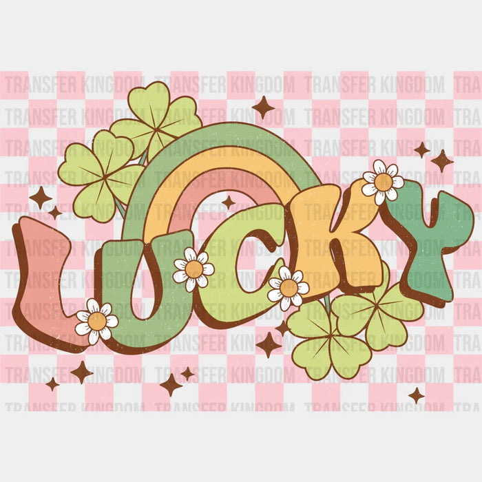Retro Rainbow Lucky Shamrock St. Patrick's Day Design - St. Patrick's Day DTF heat transfer