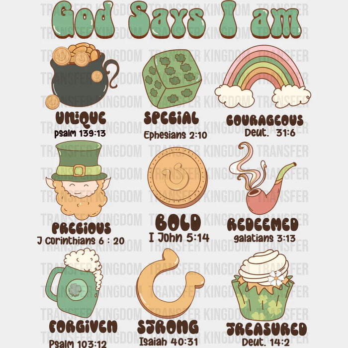 God Says I Am St. Patrick's Day Retro Design - St. Patrick's Day DTF heat transfer