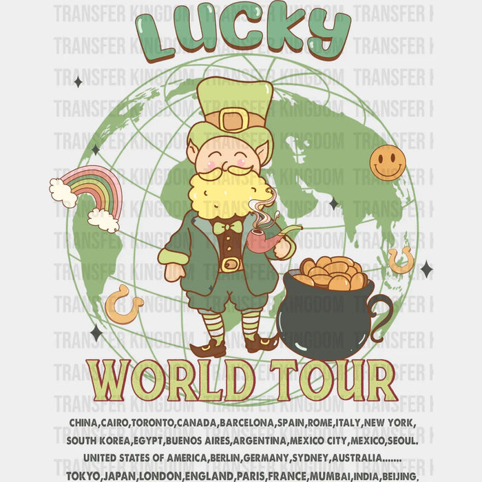 Lucky World Tour Retro St. Patrick's Day Design - St. Patrick's Day DTF heat transfer