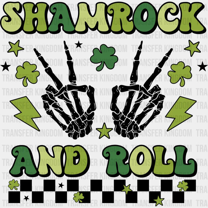 Black Skeleton Shamrock And Roll St. Patrick's Day Design - DTF heat transfer