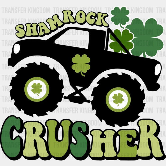 Shamrock Crusher Black Monster Truck St. Patrick's Day Design - DTF heat transfer