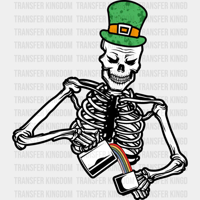 Skeleton Pouring Rainbow St. Patrick's Day Design - DTF heat transfer