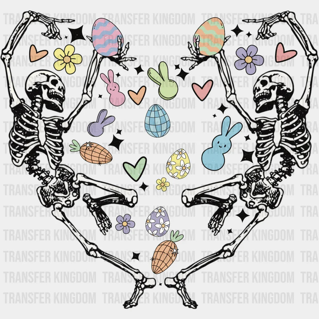 Skeletons Heart Shape Easter Design - DTF heat transfer - Transfer Kingdom