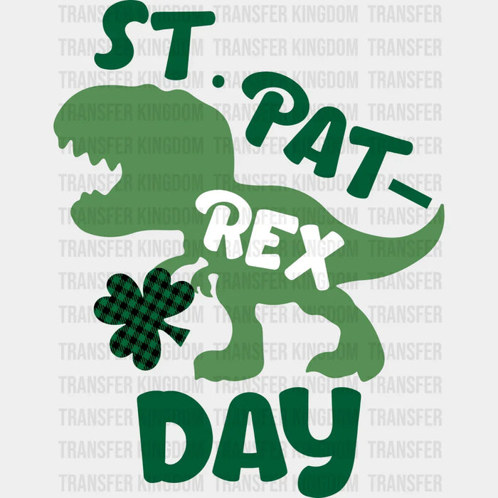 St. Pat-Rex Day / St. Patrick's Day Plaid Clover Design - DTF heat transfer
