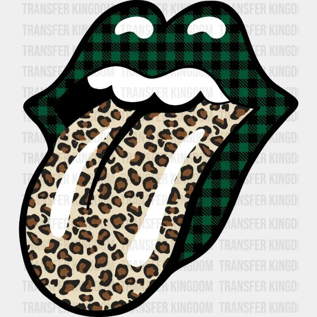 St. Patricks Day Buffalo Plaid Glossy Lips Mouth Design - DTF heat transfer - Transfer Kingdom