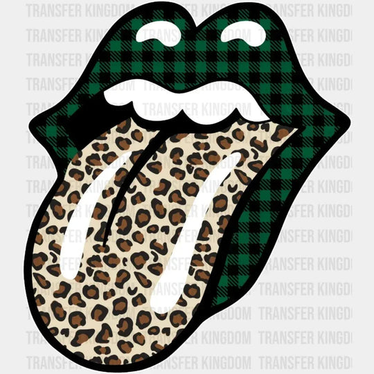 St. Patricks Day Buffalo Plaid Glossy Lips Mouth Design - DTF heat transfer - Transfer Kingdom