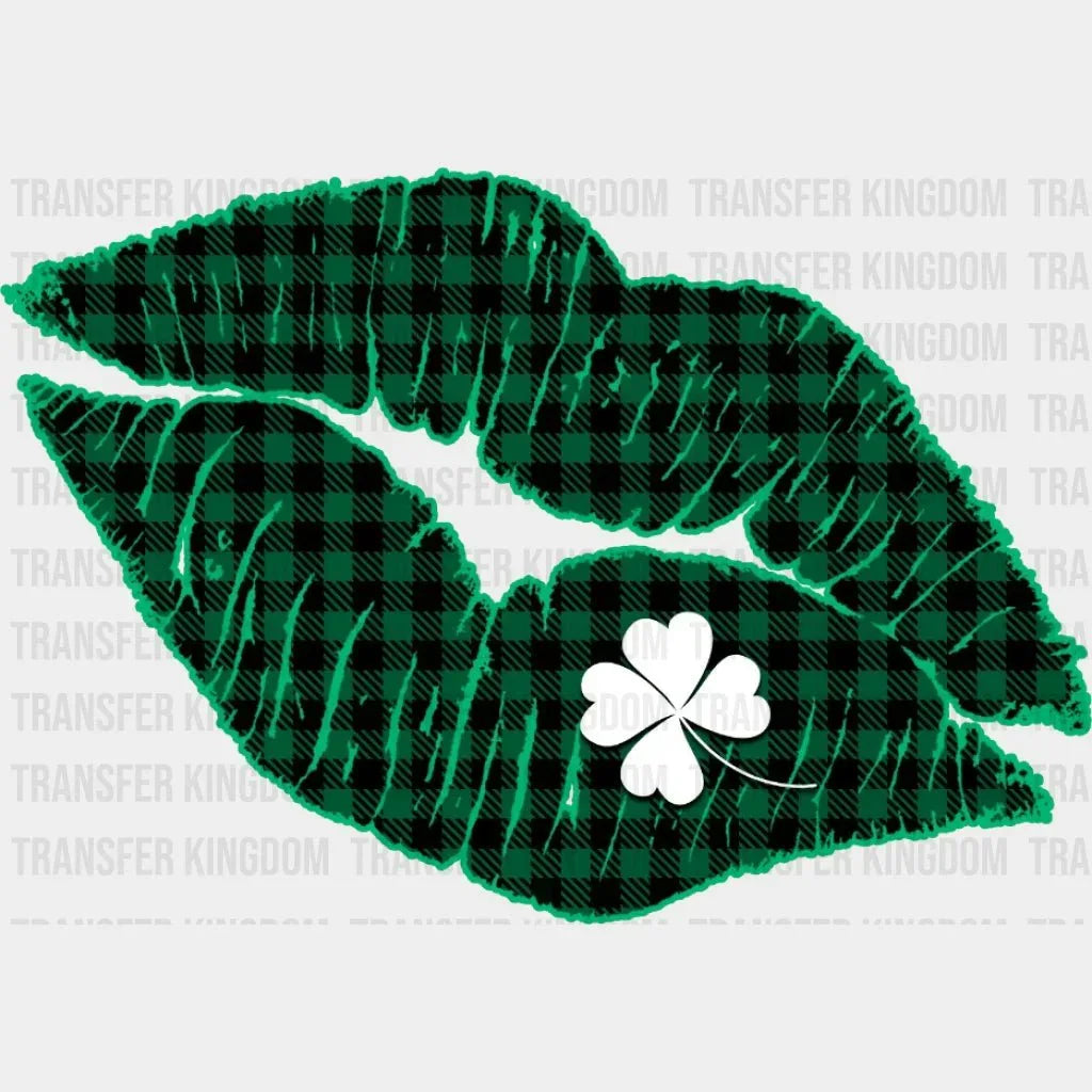 St. Patricks Day Buffalo Plaid Lips Design - DTF heat transfer - Transfer Kingdom