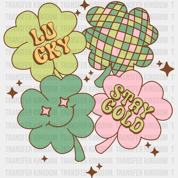 Shamrock Joy Lucky Stay Gold St. Patrick's Day Design - St. Patrick's Day DTF heat transfer